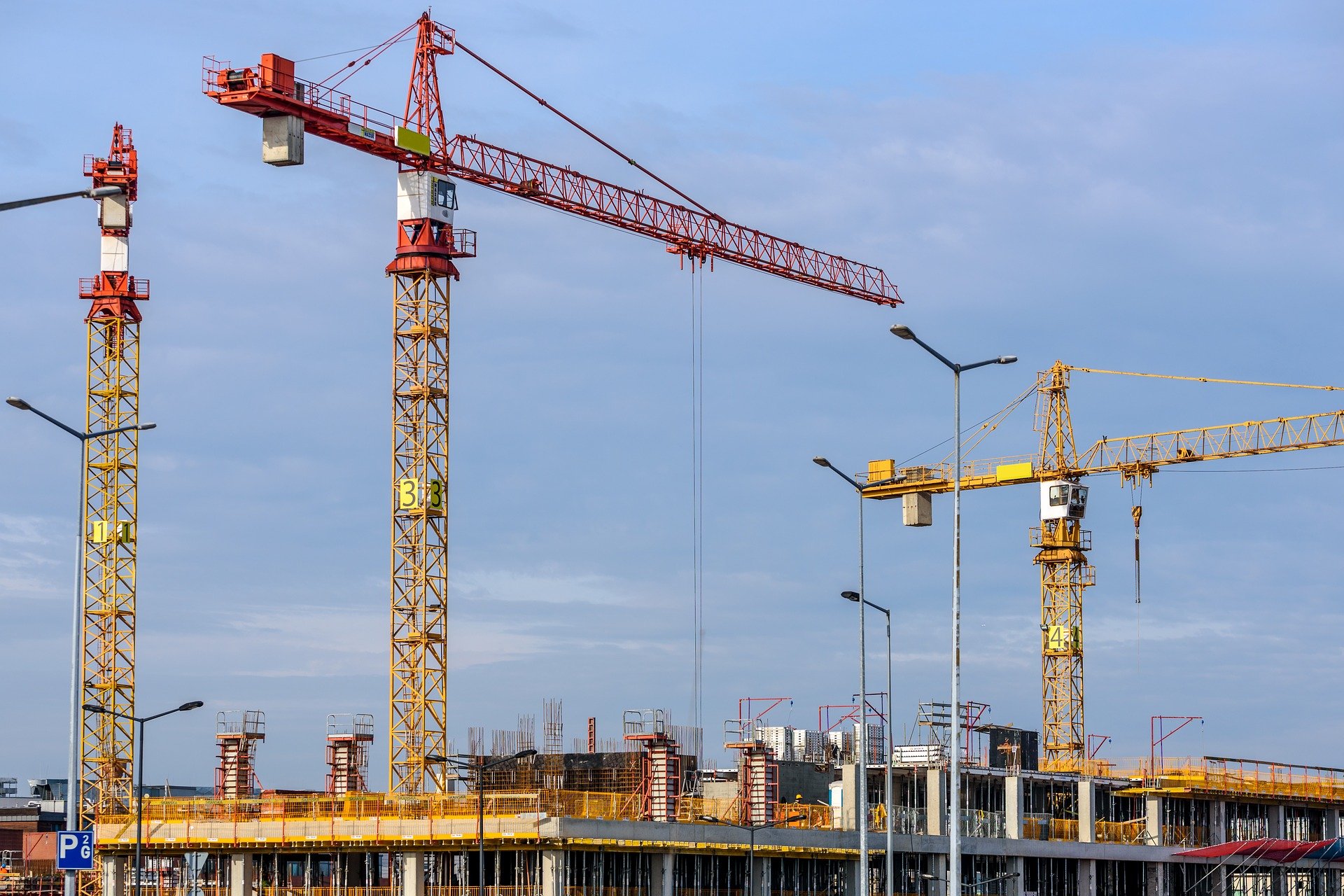 Grues à tour en action